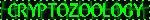 A black blinkie with a green border and a light green EKG line. In a darker green, there is bold text that says Cryptozoology in all capital letters.