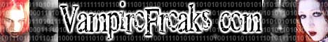 An old banner for the website VampireFreaks. There are four pictures of various goth women with binary code and the URL VampireFreaks.com overlayed on top.